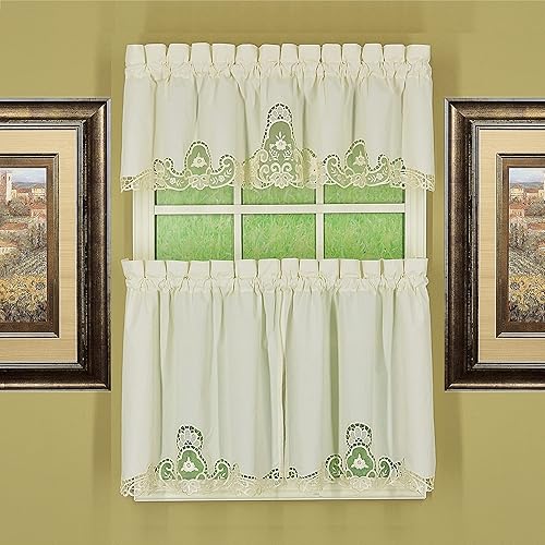 Miniatura 3 de Today's Curtain Annabelle Cenefa de macramé de 14 pulgadas, color crudo, 60 pulgadas de ancho x 14 pulgadas de largo