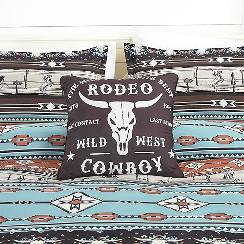 Miniatura 6 de Chezmoi Collection Boone - Juego de edredón de 7 piezas Southwestern Cowboys Rodeo, ropa de cama de microfibra lavada con estampado de arcilla