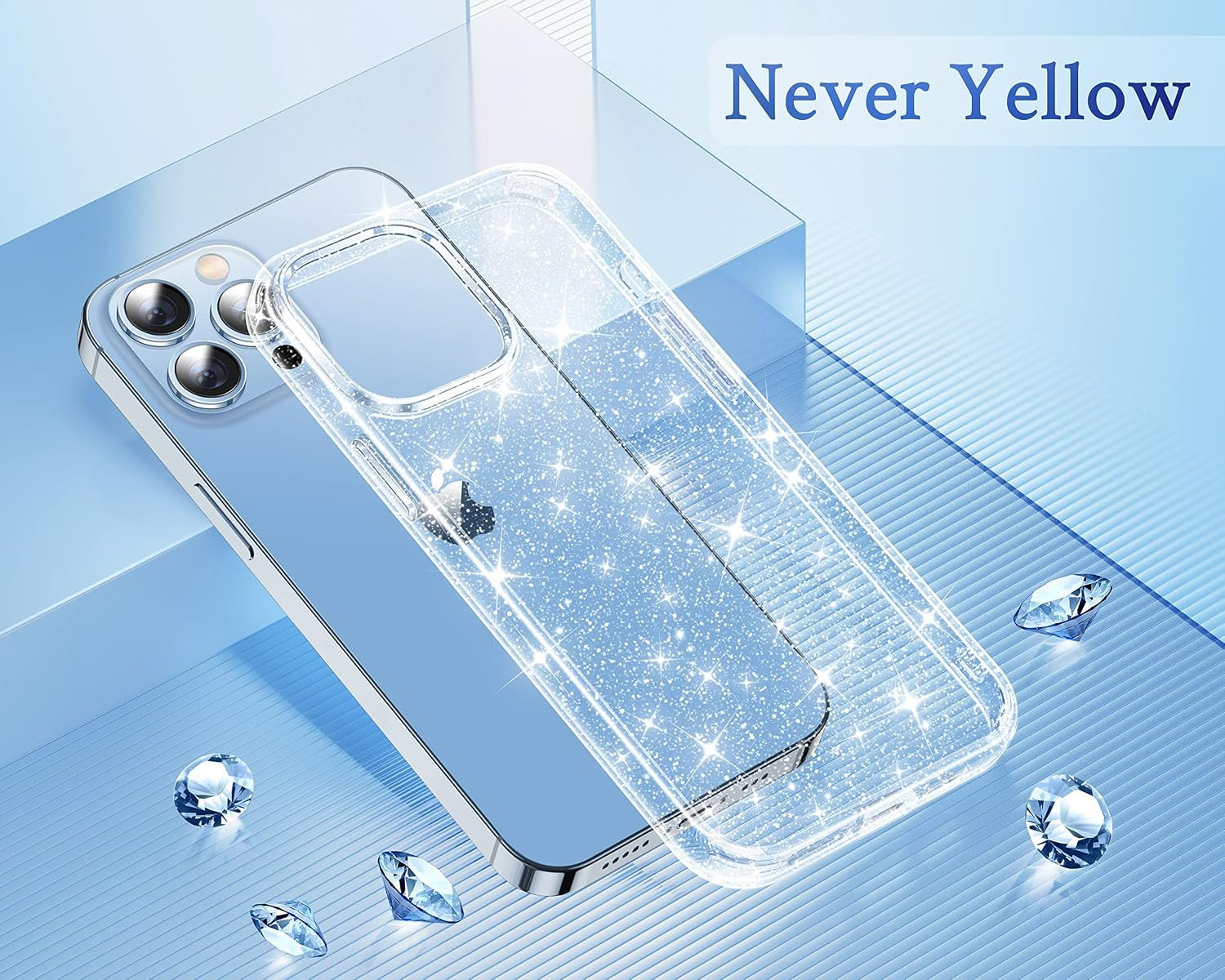 CASEKOO Clear Glitter Designed for iPhone 12 Case, Designed for iPhone 12 Pro Case [Never Yellow] Clear & Shockproof Protective