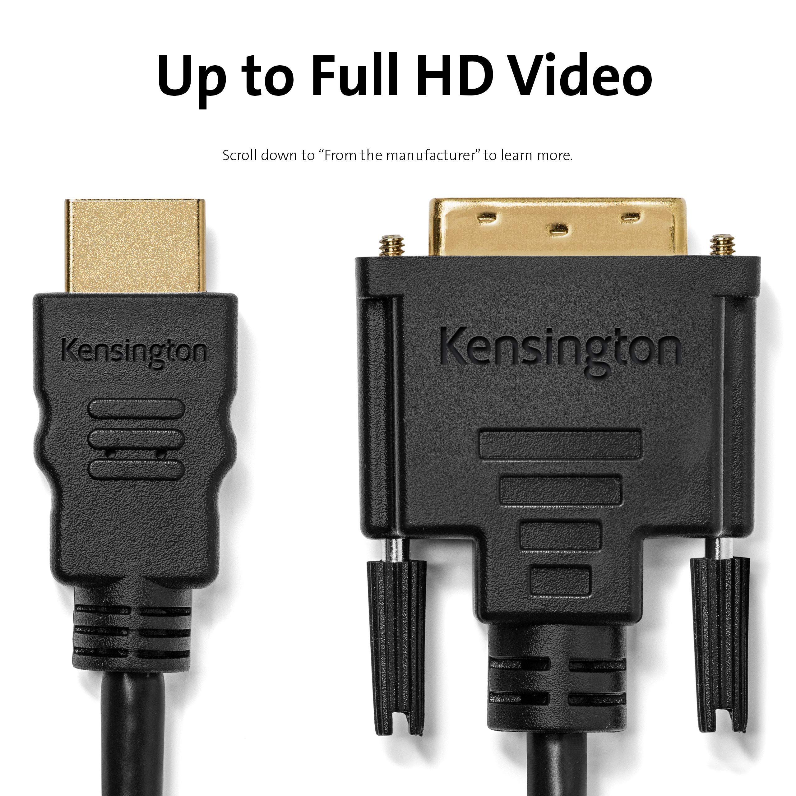 Stock Bureau - KENSINGTON Câble Adaptateur HDMI Vers DVI-D (1,8 M) Passif Bidirectionnel, Full HD, 1080p