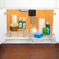 Vista 6 de LYNK PROFESSIONAL® Pull Out Cabinet Organizer, 11" x 21" Slide Out Drawers for Kitchen Cabinets - Sliding Pull-Out Pantry Shelves – Home Shelf Cromo