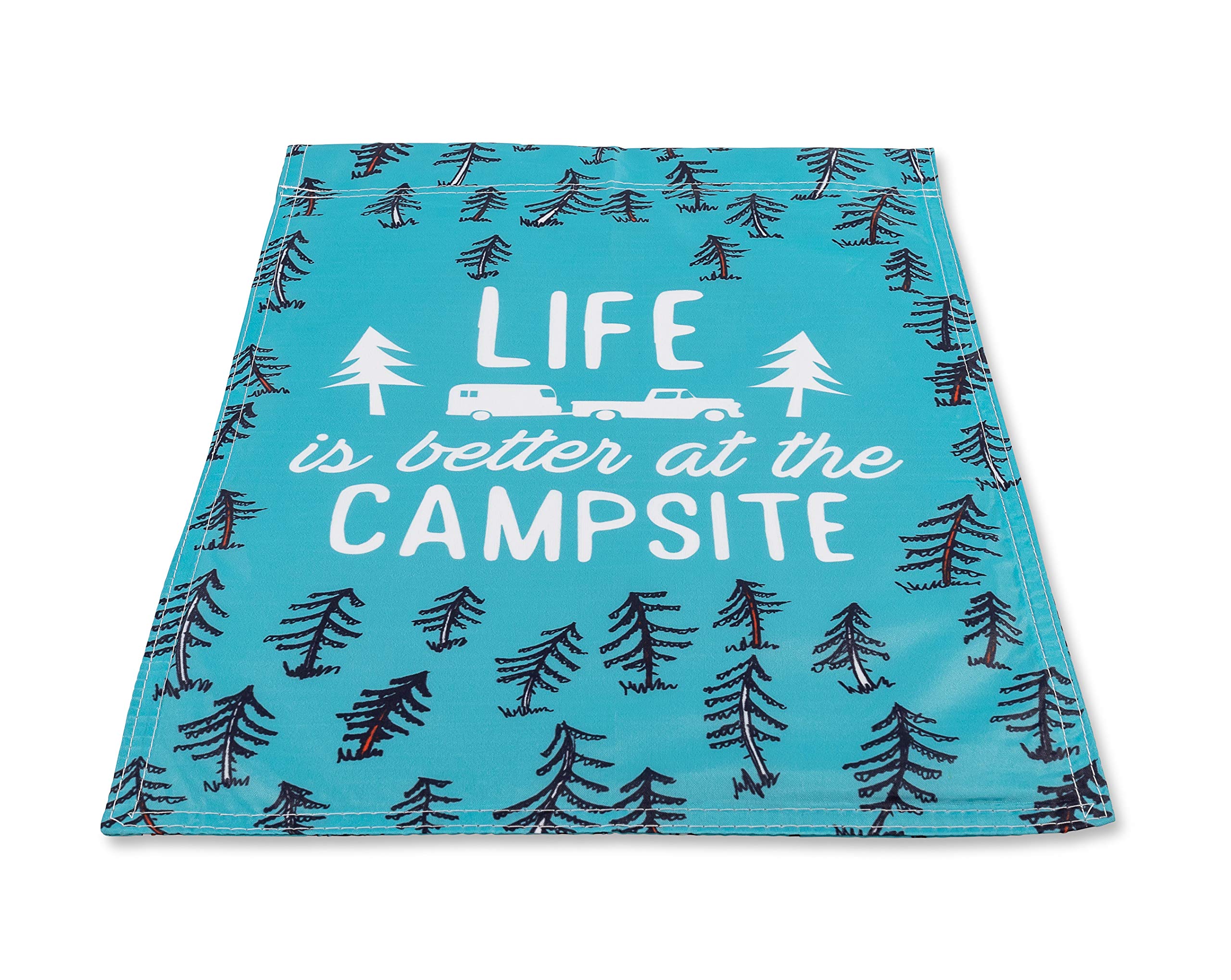 Camco 53308 Life is Better at The Campsite Gartenflagge, 30,5 x 45,7 cm – der perfekte Gruß für Ihren Hof oder Campingplatz – verfügt über EIN Wohnmobil-Skizzen-Design.