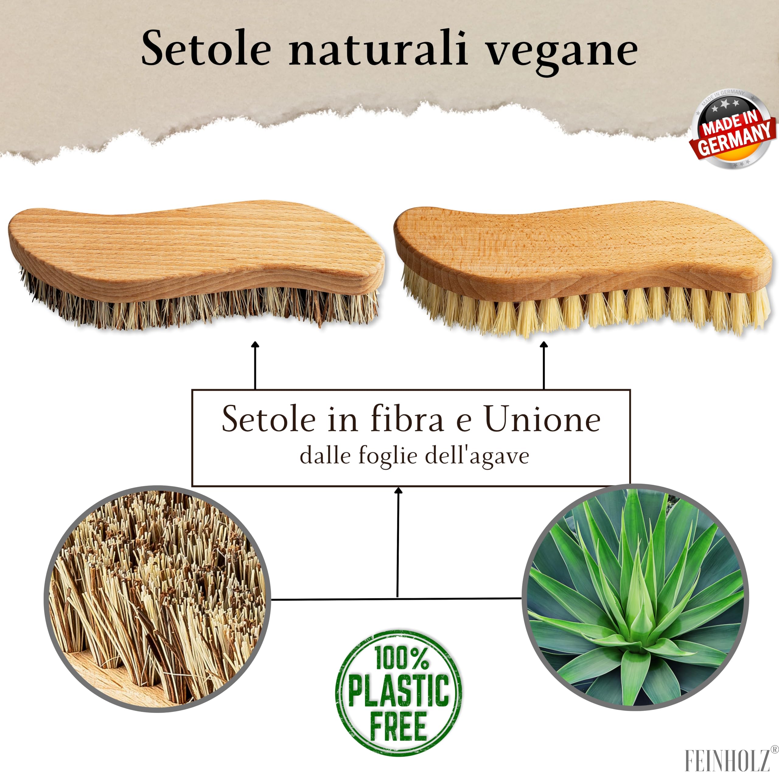 Spazzola Legno 2 Pezzi Setole Naturali Dure - Per Pavimenti E Tappeti - Made In Germany - Foto 5