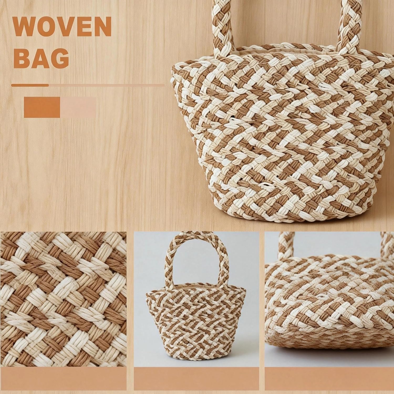 Color-Block Striped Straw Tote Bag for Women, Large-Capacity Woven Straw Beach Bag, Summer Vacation Handbag ，Clutch Purses for Women
