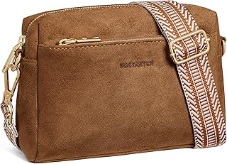 BOSTANTEN Small Crossbody Purse for Women Triple Zip Cell Phone Leather Handbag with Colored Shoulder Strap Global Recycled Standard Global Recycled Standard Global Recycled Standard