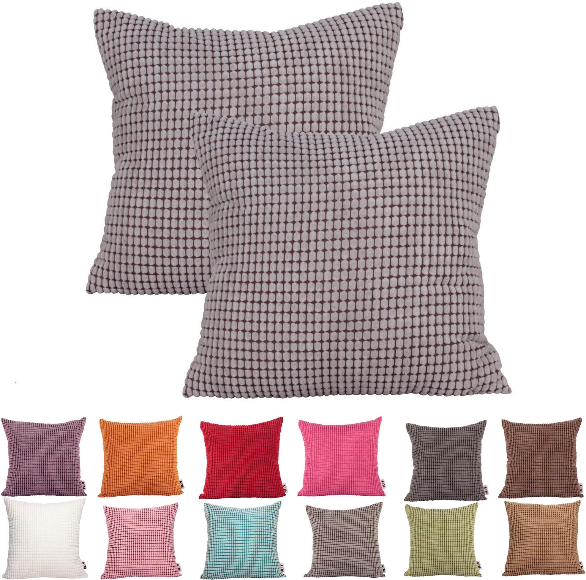 PLANDV Plv - Cotton Linen Square Cushion Cover Decorative Cushion Sofa Cushion Lumbar Cushion Cover with Hidden Zipper Throw Sofa Bedroom Car 2 Pieces, silver grey, 60 x 60 cm