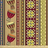 Vista 281 de Ambesonne Tela de Fiesta Popstar por Yarda, Estilo de Dibujos Animados Garabatos Dibujados a Mano Tema Musical Impresión de Arte Lineal, Tela