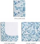 Beatrice Home Fashions Coastal Print Microfiber Sheet Set, Soft, Comfy, 12" Deep Pockets, Twin, Nautical Turtles
