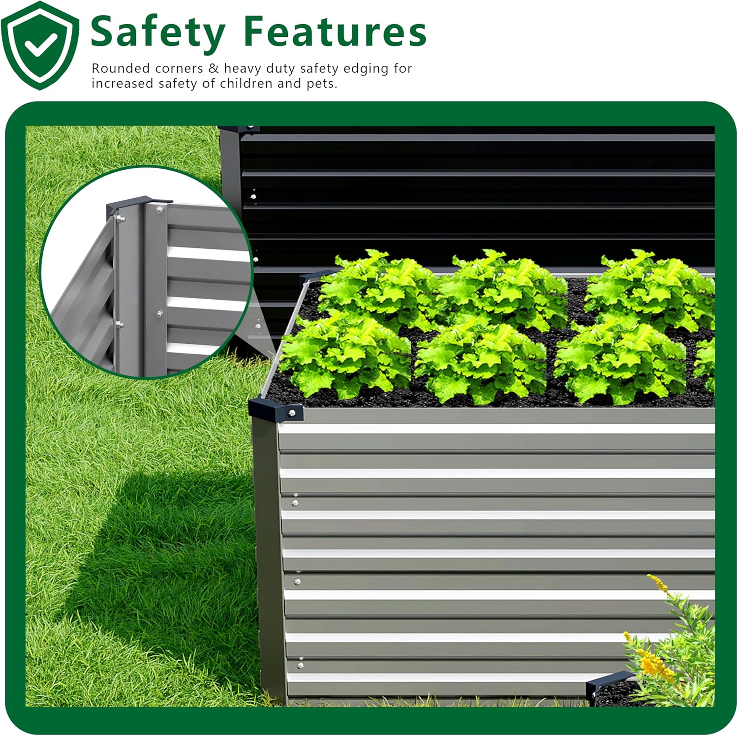DIIYIV Galvanized Raised Garden Bed Kit Outdoor Patio,8x4x2ft Large Rectangular Metal Planter Boxes,Deep Root Box Planter for Gardening,Vegetables,Flowers,Herbs-Silver