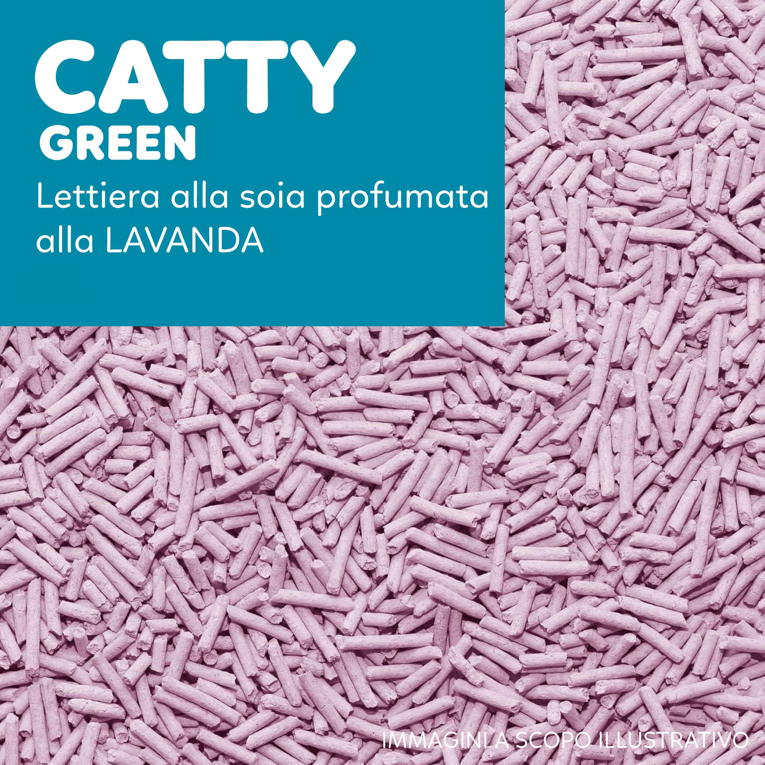 AQPETFRIENDS Lettiera CattyGreen Soia Naturale per Gatti, Agglomerante Vegetale Biodegradabile alla Lavanda, Sabbia Antiodore Smaltibile nel WC, 100% Eco-Friendly, 36 Litri