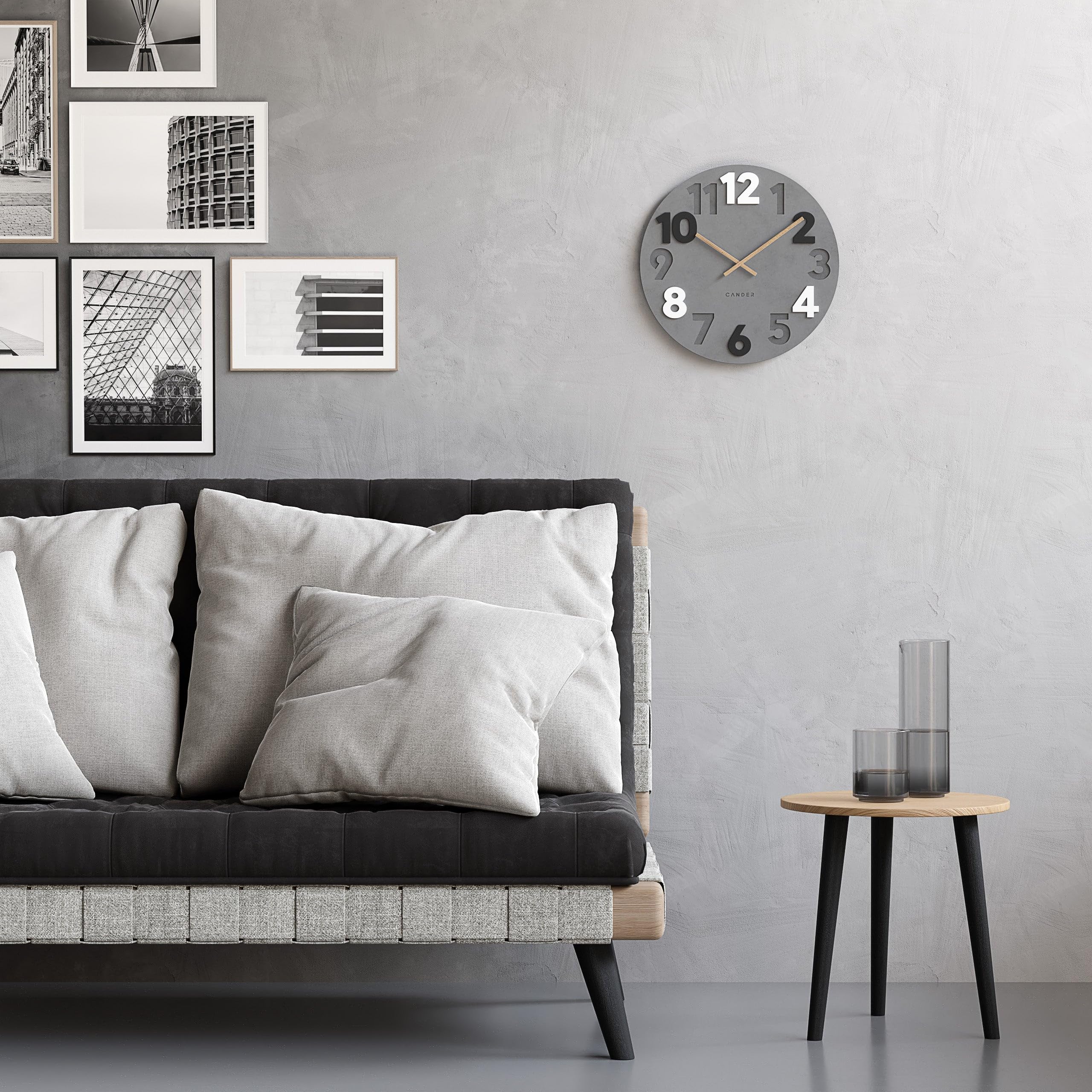 LW Collection Wandklok Becka Grijs Zilver 80cm - Grote industriële wandklok metaal - Moderne wandklok - Stil uurwerk - Stille klok
