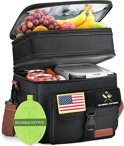 LOKASS Bolsa de almuerzo táctica para hombres de trabajo 16 litros lonchera aislada para adultosmujeres congelable y térmica doble compartimento
