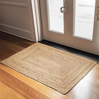 Rug Area Rugs 2x3 Ft Natural Jute for Livingroom Bedroom Washable Revers...