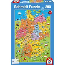 Schmidt Spiele SCH56312 Map of Germany with Pictures, 200 Pieces, Children's Puzzle, Multi-Coloured