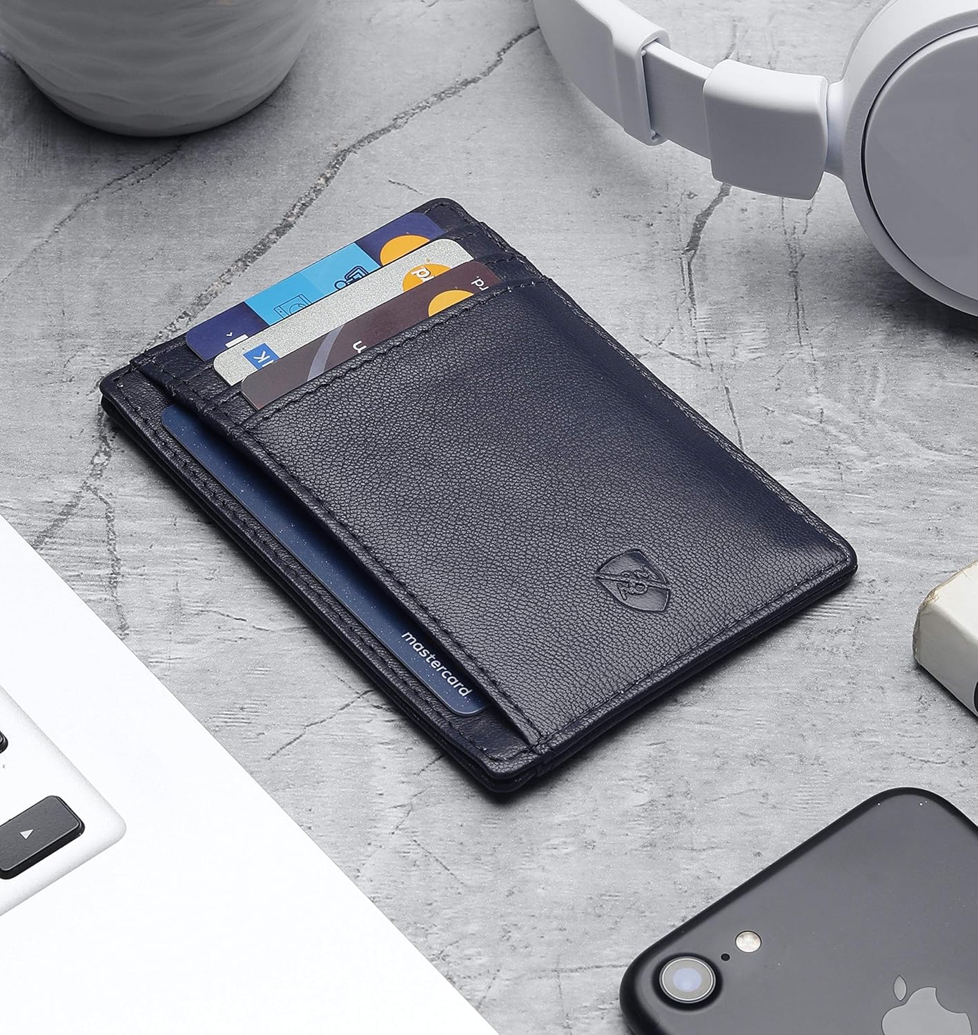 ALLEN & MATE 100% Leather Slim Minimalist Wallet, RFID Blocking Card Holder for Men & Women, Holds 7 Cards & Cash, Stylish - Image 3