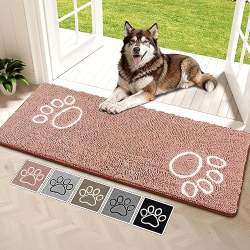 Miniatura 54 de Bcoimo Tapete súper absorbente para puerta de perro, 30 x 20 pulgadas, tapete antideslizante para patas fangosas, alfombras para mascotas para patas