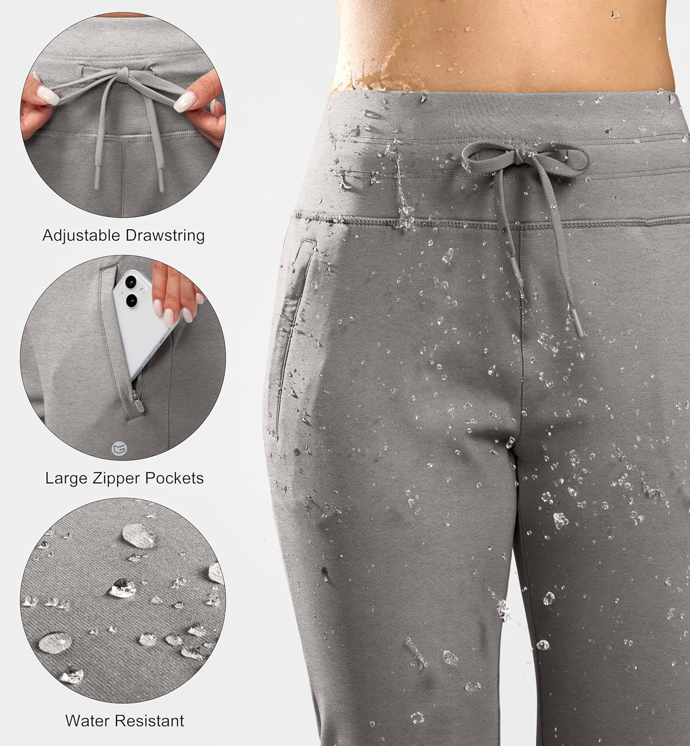 G Gradual Women's Fleece Lined Joggers High Waisted Water Resistant Thermal Winter Sweatpants Running Hiking Pockets - Image 4