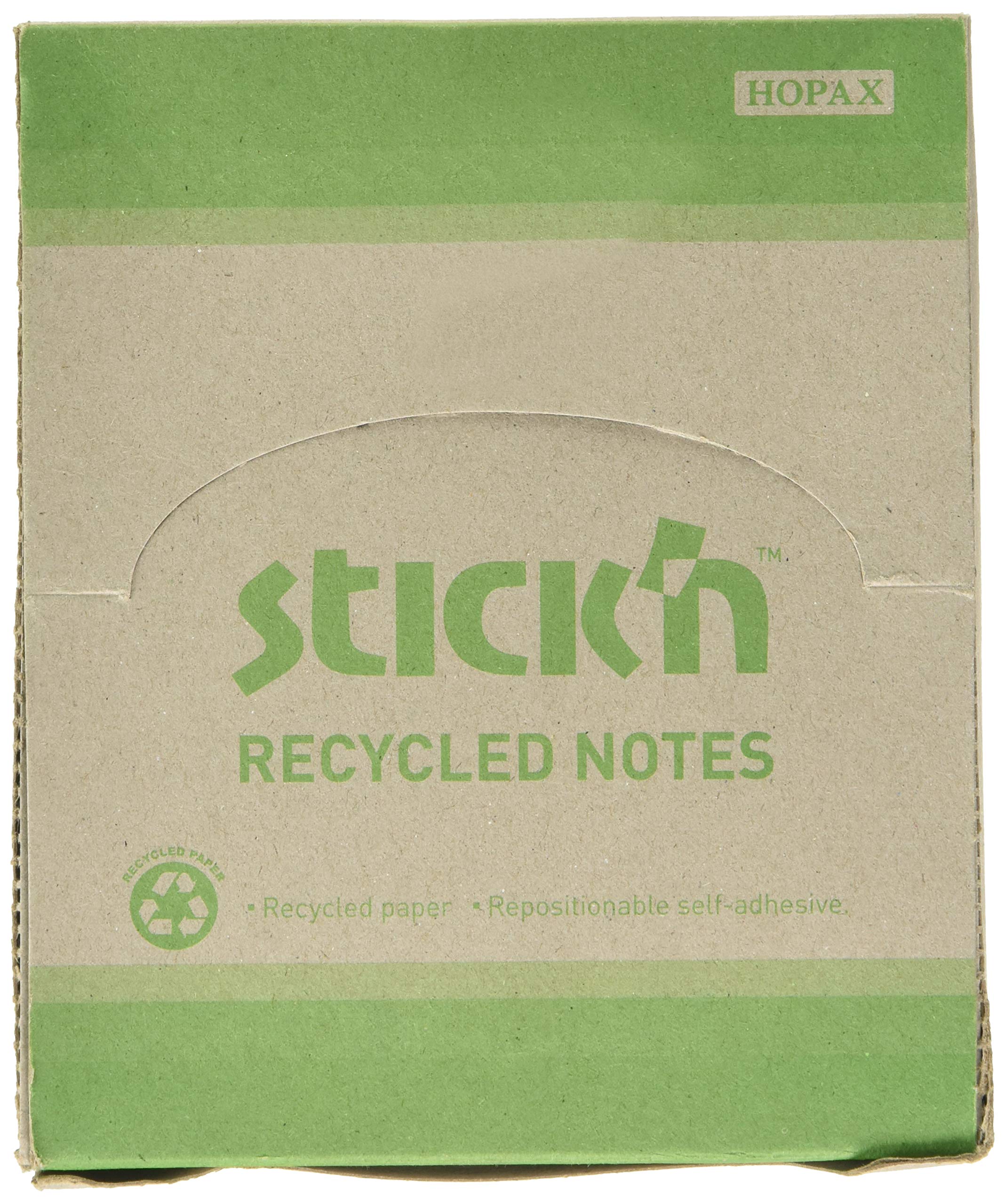 Stick 'N Repositionable Recycled Notes, 76x127mm, 100 Sheet, Pack of 12