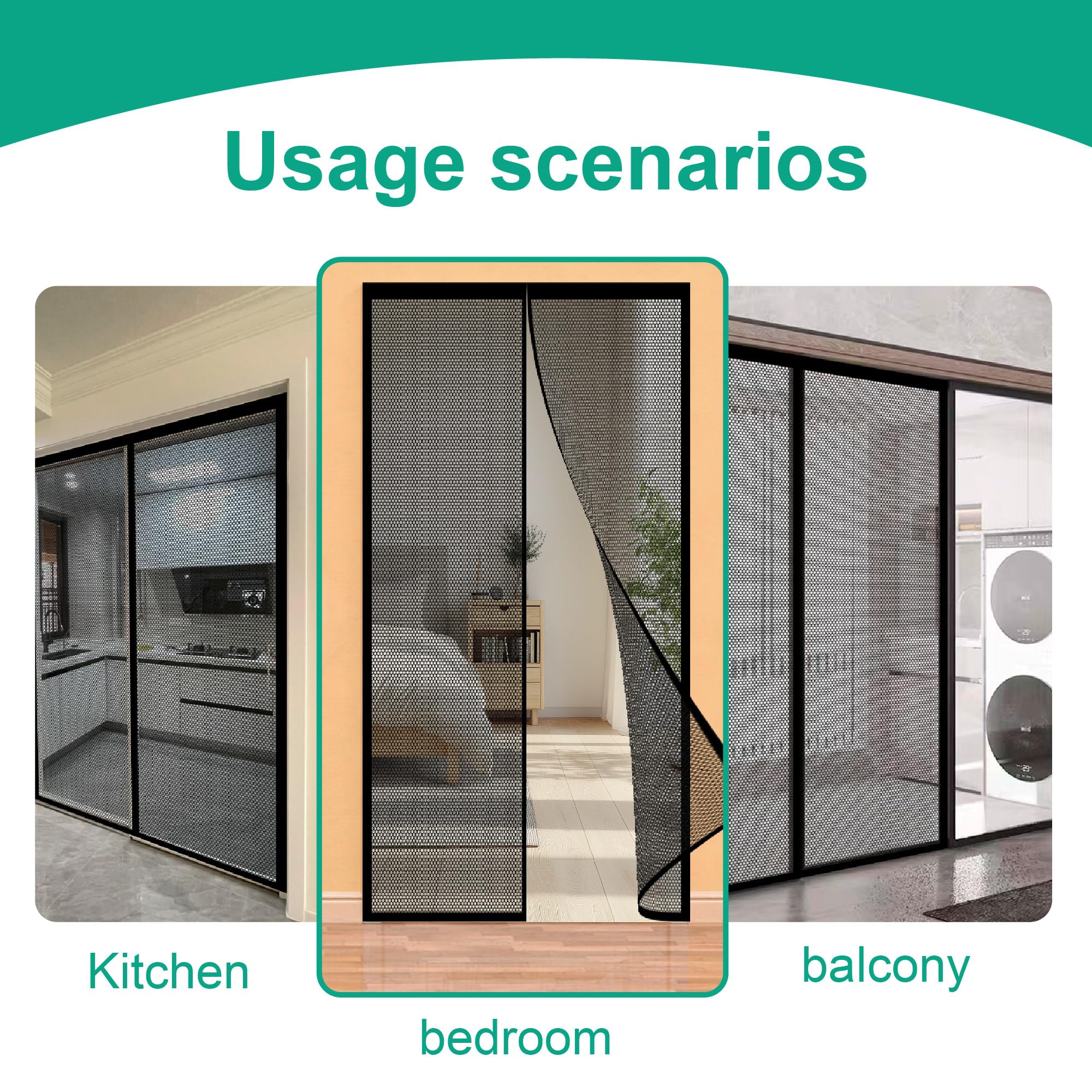 Zanzariera Porta Finestra 138 x 230 cm Tenda Zanzariera Porta Anti Zanzare Insetti per Porte D'Ingresso, Porte, Cortili, Grigio