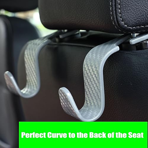 Miniatura 26 de Amooca Paquete de 4 ganchos para reposacabezas de asiento de automóvil, organizador universal de almacenamiento de automóvil, para bolso, bolso, Gris