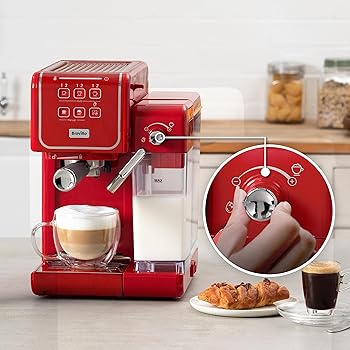 Breville Cafetera Espresso Prima Latte III | Cafetera expreso, capuchino y café con leche | Bomba italiana 19 bares | Espumador de leche automático | Compatible con monodosis ESE pod | Roja1