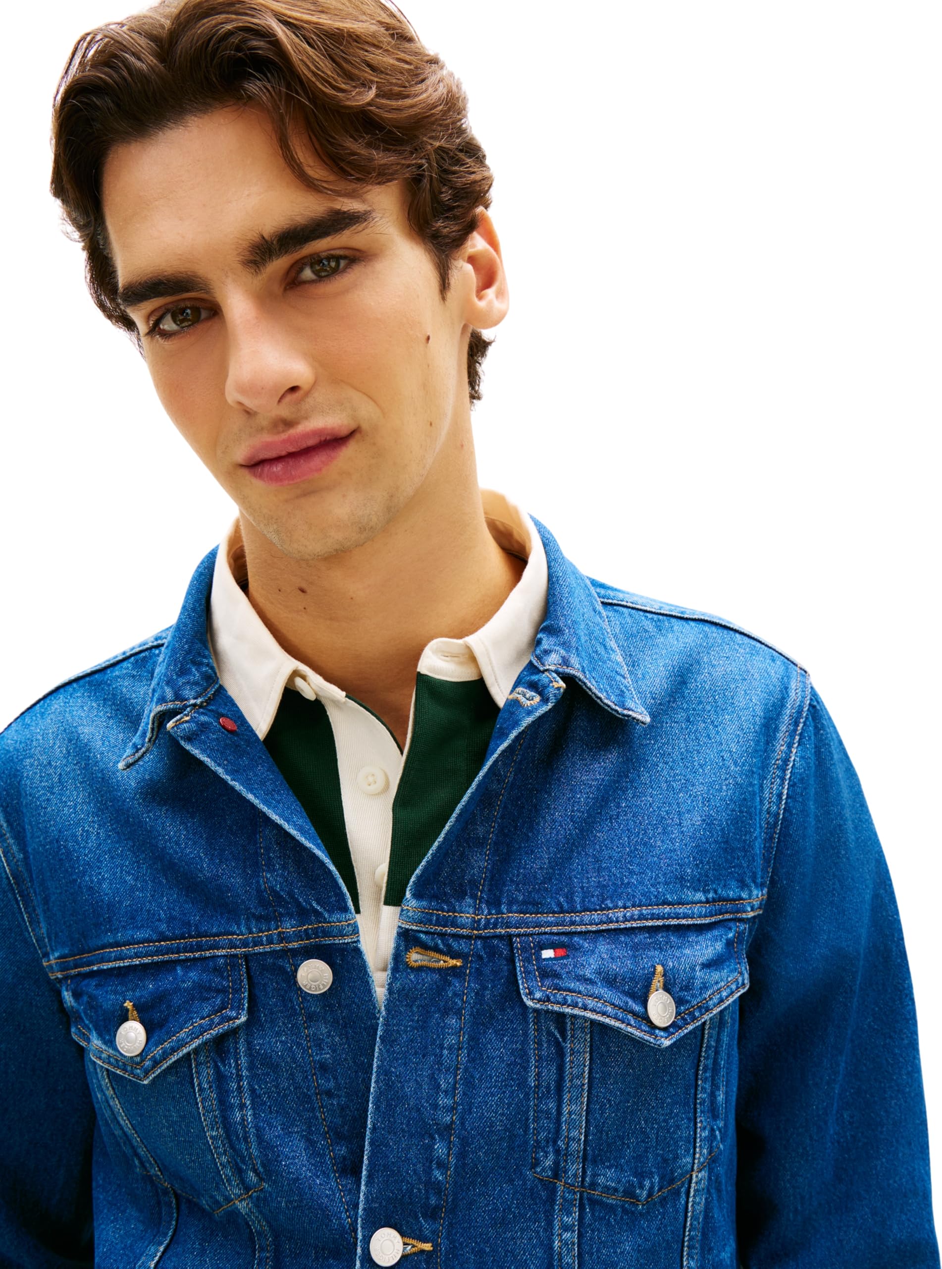 Tommy Hilfiger Regular Trucker Jkt Ike Blue Mw0mw42629 Giacca Trucker Uomo
