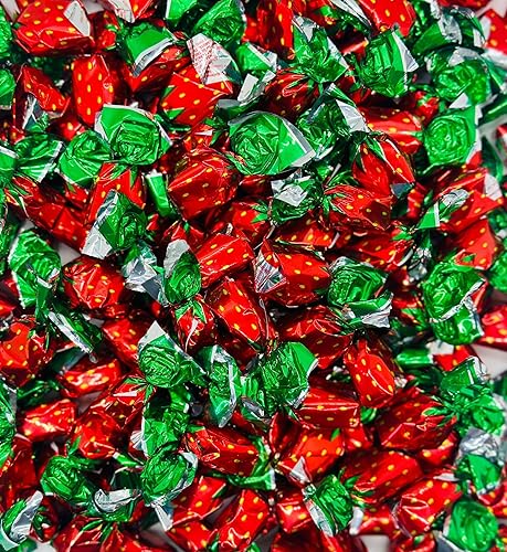 Bonos de fresa sin relleno, caramelo duro de 2 libras con relleno de fresa, caramelo duro perfecto para el día de San Valentín, aperitivos y