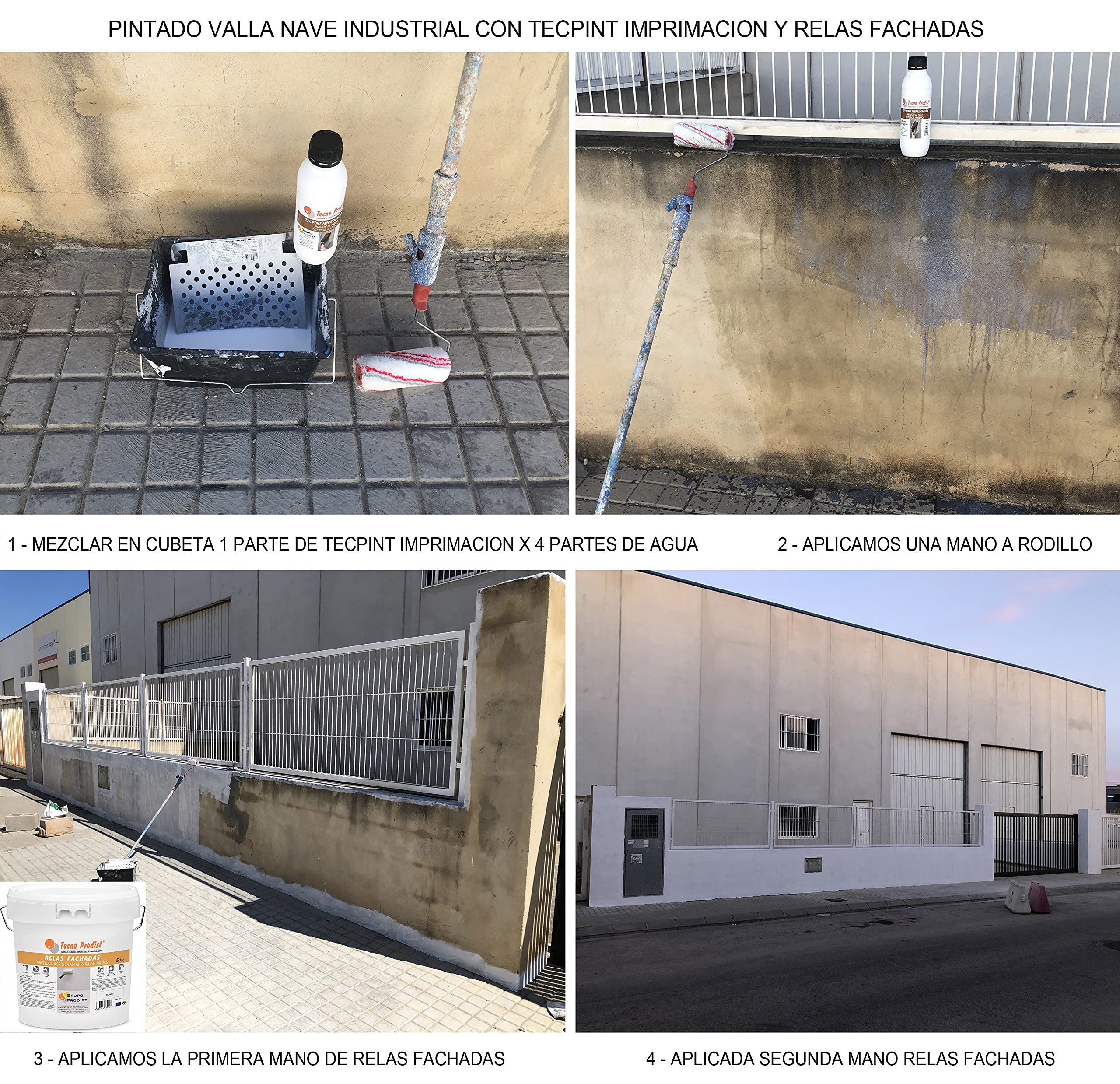Tecno Prodist RELAS FACHADAS 22 Kg (BLANCO) Pintura Impermeabilizante al agua - Durabilidad y resistencia - Blanco Mate - A Rodillo o brocha - Gran cubrición, blancura y rendimiento, no salpica