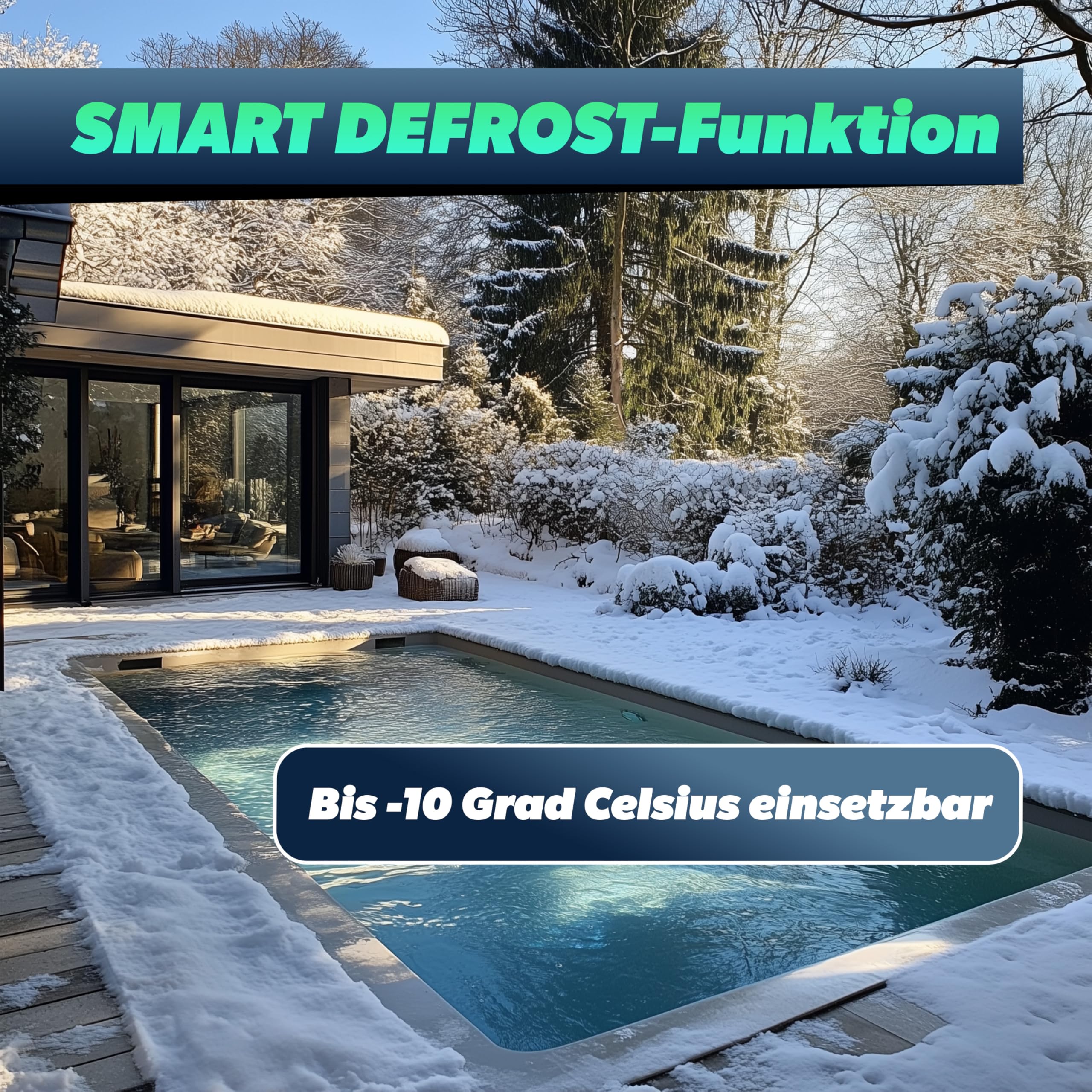 poolomio® Wärmepumpe Pool 20 bis 55m³ | Effiziente Full Inverter Wärmepumpe Invermo 9,5 kW mit Smarter App-Steuerung | Ultra leise Poolheizung mit Smarter App-Steuerung (9.500 Watt, COP 15)