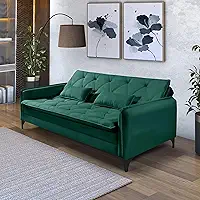 Sofá Cama Yara Reclinável Casal Suede Sala De Estar Casa Imperial (Verde)