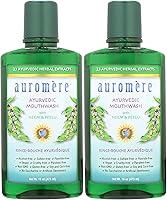 Auromere Ayurvedic Mouthwash with Neem & Peelu - Vegan, Fluoride-Free, Alcohol-Free, Natural Non-GMO 16oz 2-Pack