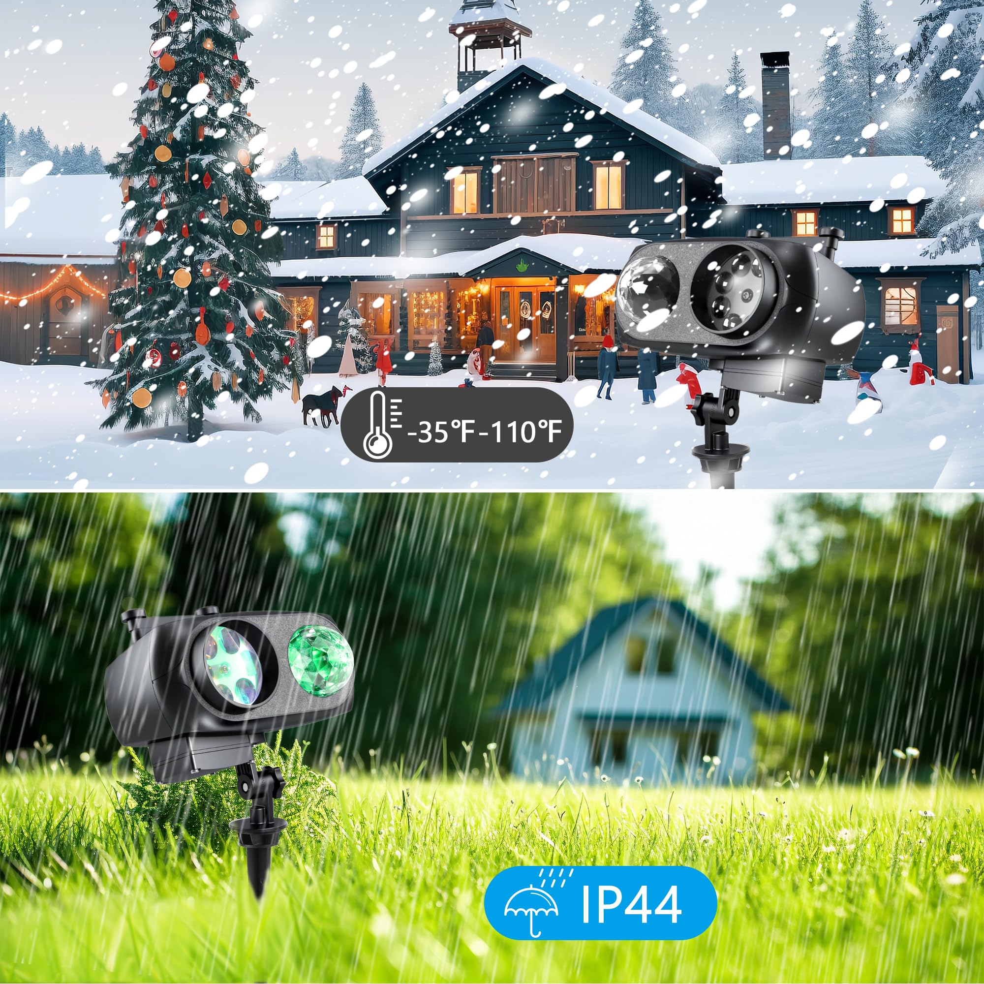 Proyector de luces de Navidad de Halloween para exteriores, luz de proyección navideña mejorada con control remoto, ondas oceánicas 3D y 72 patrones HD, proyector de copo de nieve impermeable 7