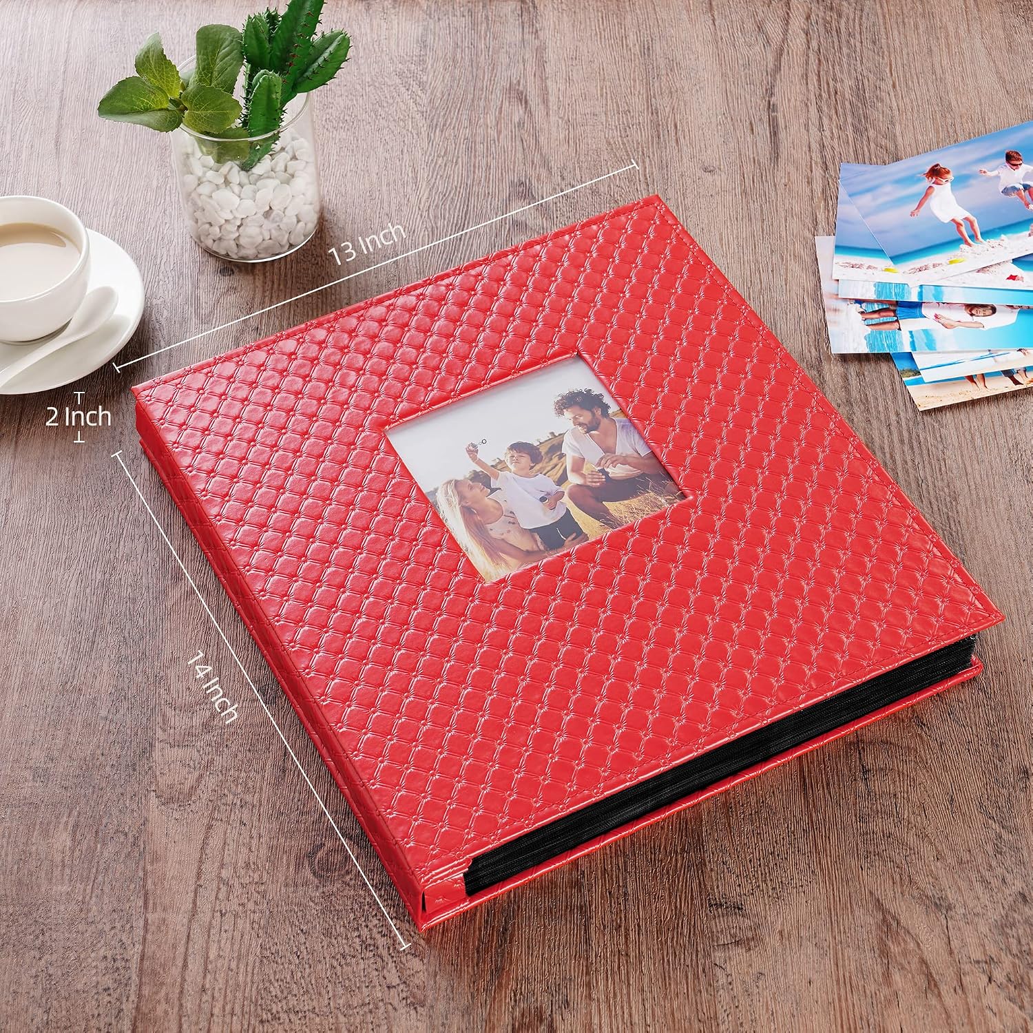 Mublalbum Large Photo Album 4x6, 600 Pockets, Leather Cover, Red image 3