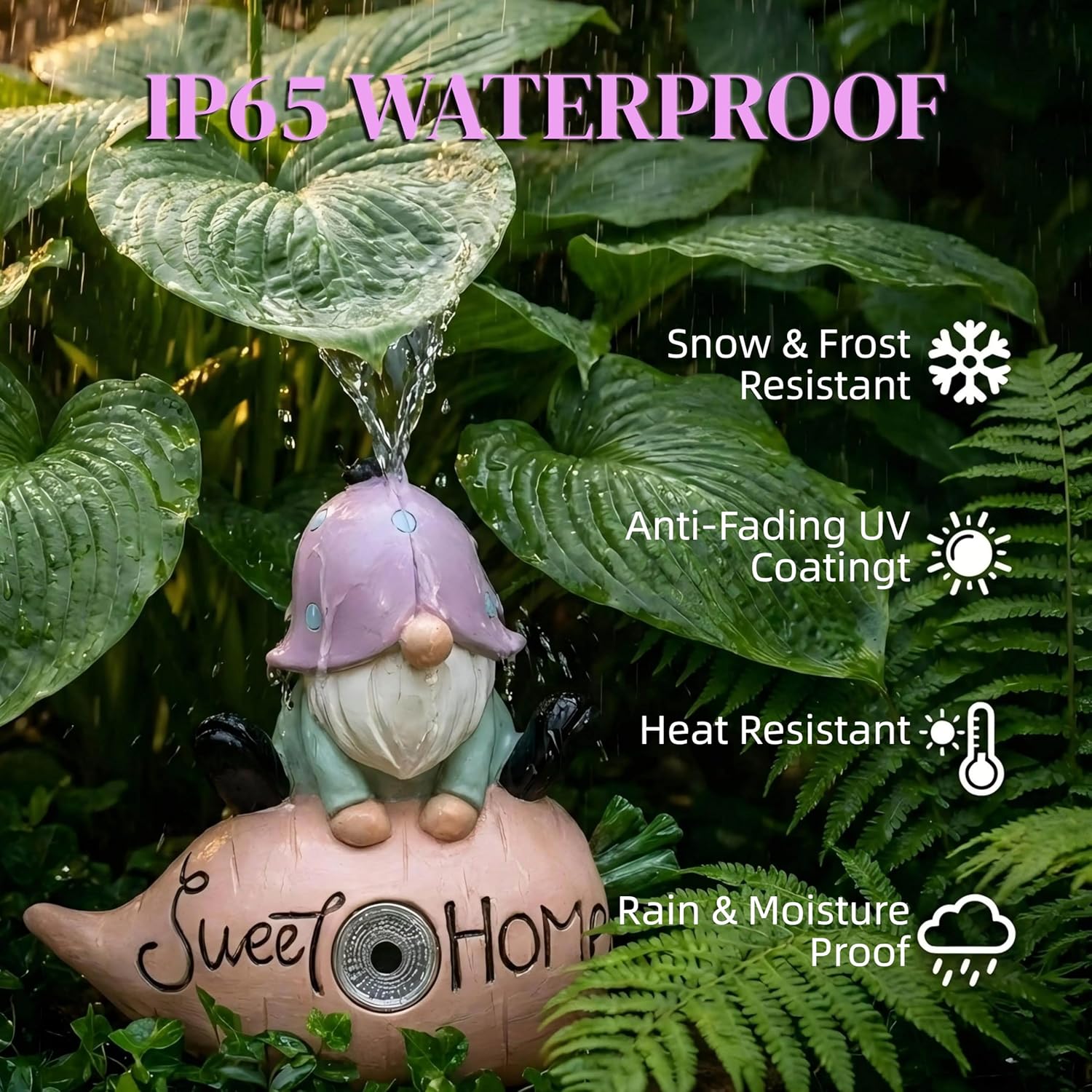 Fairy Garden Decor & Miniature Accessories, Solar Gnomes Decor for Outside, Yard Statues & Garden Ornaments, Cute Gnome Gifts for Women