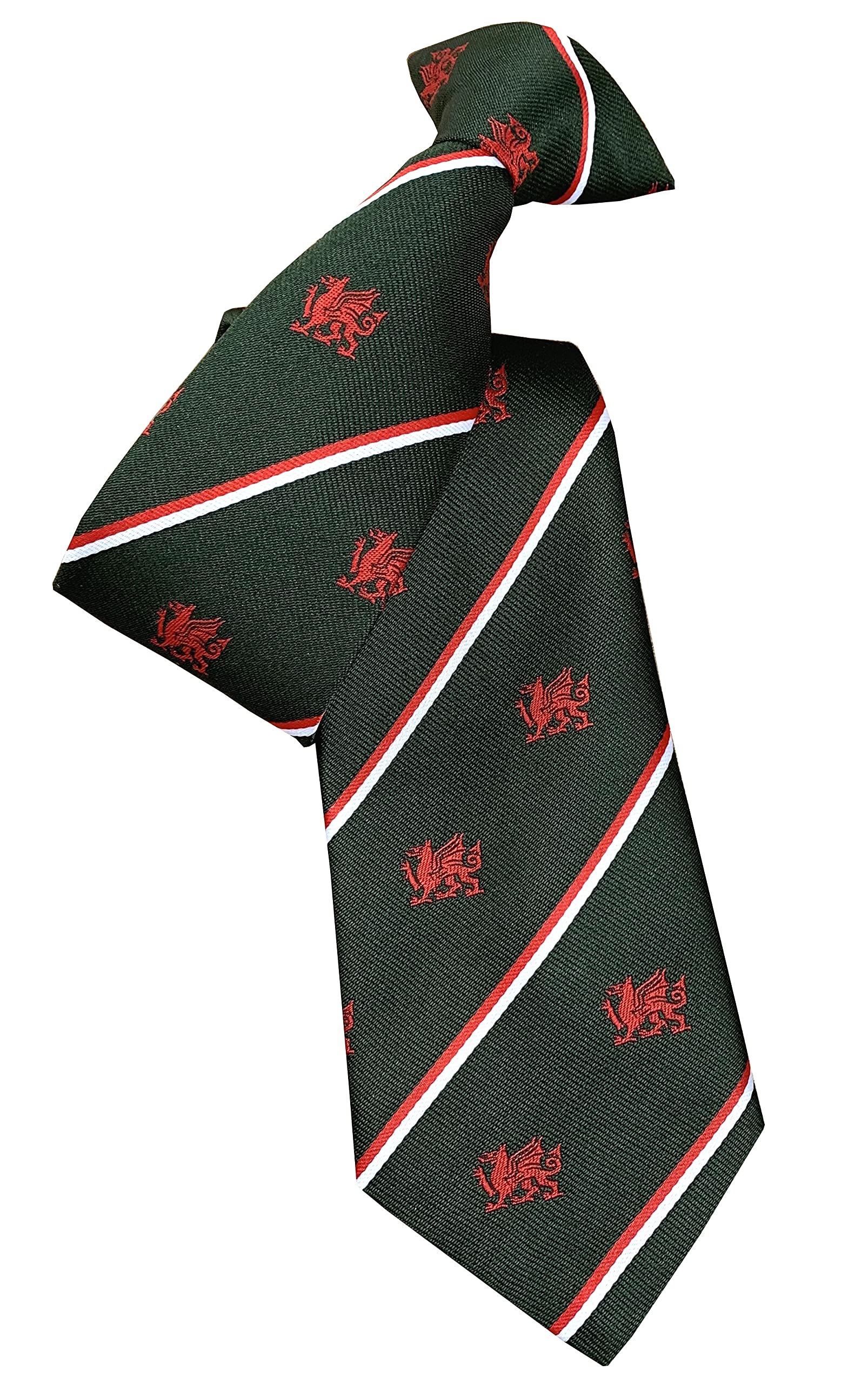 Cymru Wales Bottle Green Welsh Dragon Clip On Tie