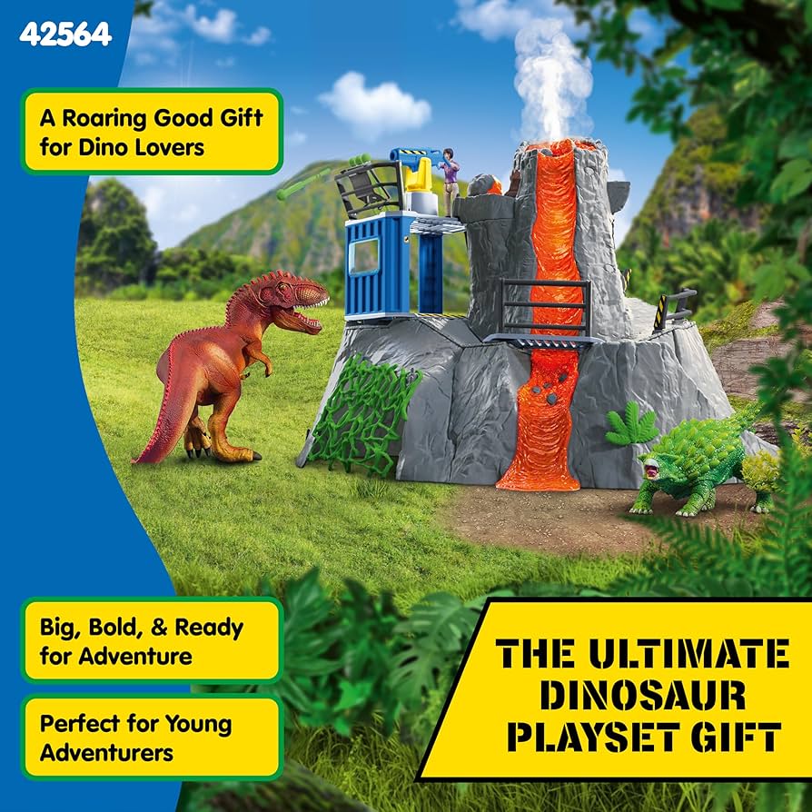 Schleich Dino World 火山と恐竜セット Amazon.com: Schleich Dinosaurs - Volcano Expedition Base