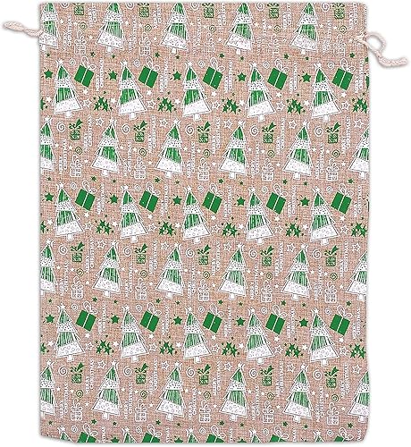 Miniatura 26 de TheDisplayGuys - Paquete de 12 bolsas de regalo de lona de yute reutilizables de 6 x 8 pulgadas con cordones (estrellas blancas, medianas)