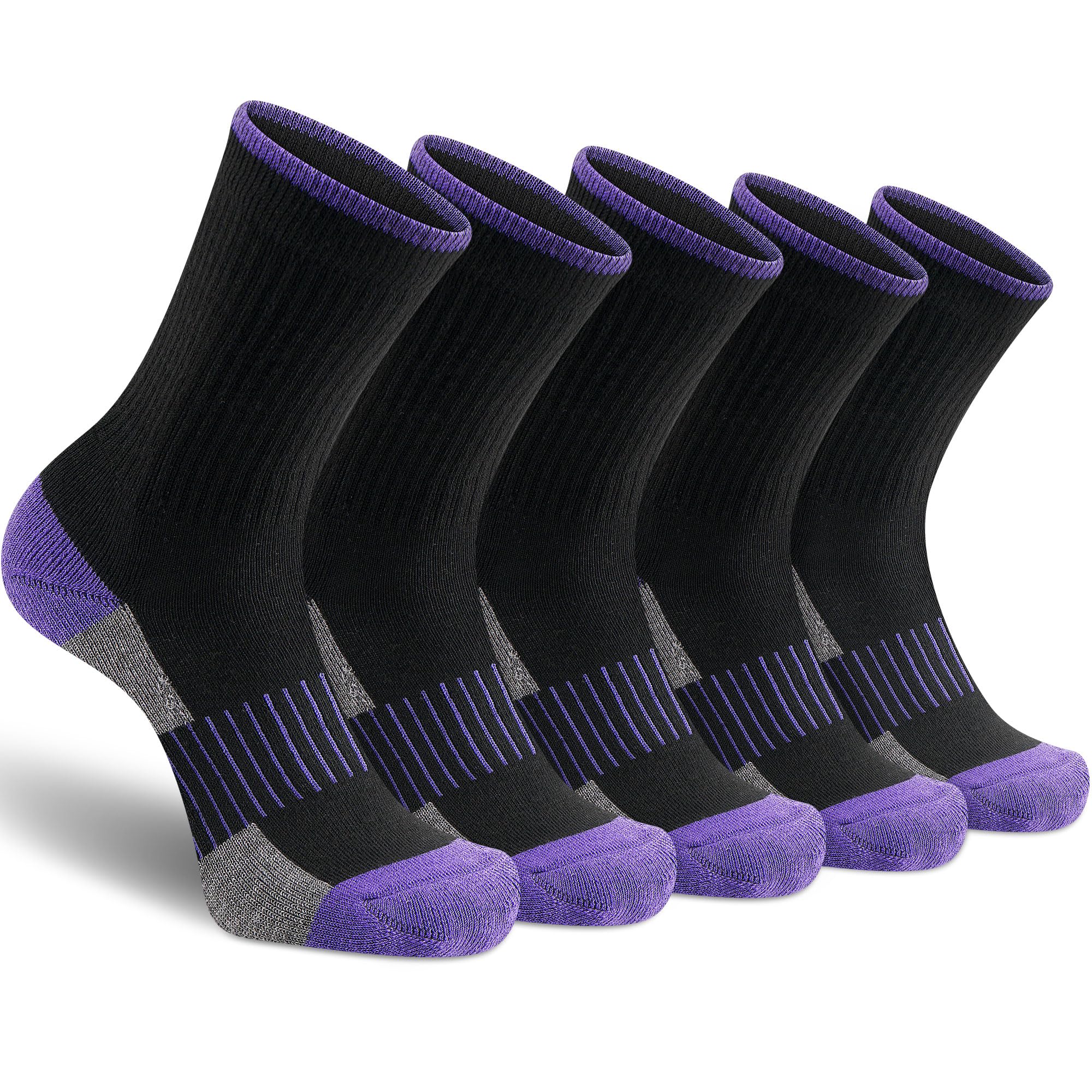 GoniiWomen Socks Hiking Running Thick Cushion Athletic Crew Socks 5-Pair