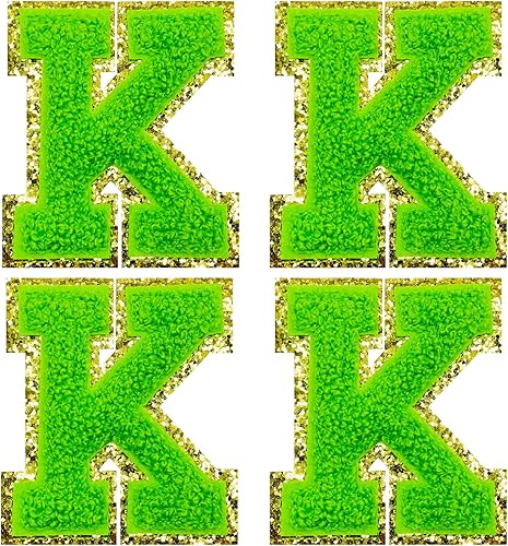 Miniatura 86 de Jongdari Letras termo-adhesivas de felpilla para ropa, parches de letras del alfabeto con brillantina para coser, con adhesivo planchado, 4