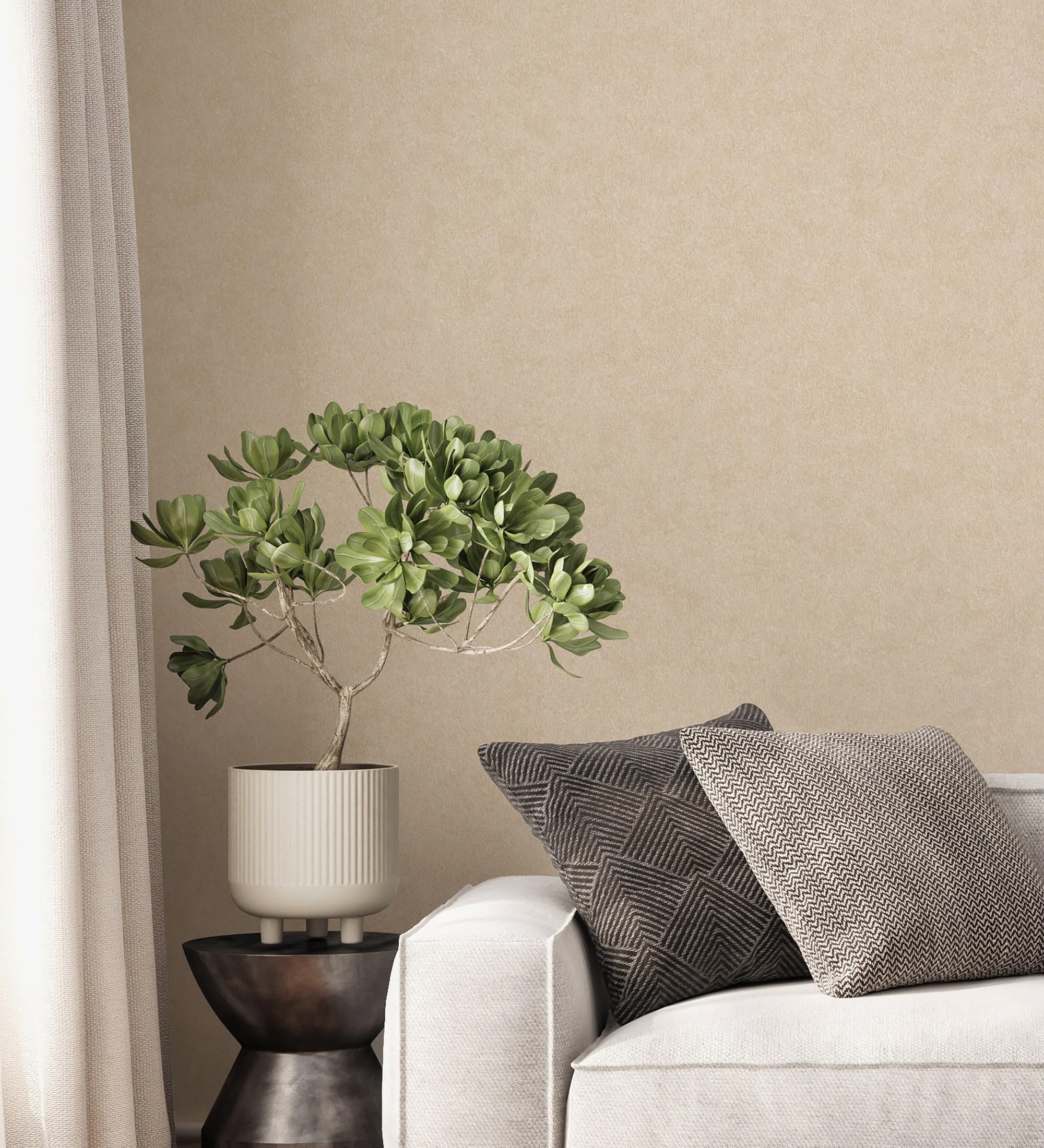 GAULAN 683445 - Vliestapete, Strapazierfähig, Abwaschbar. Einfarbige Tapete mit tonartiger Struktur und natürlicher Oberfläche in Beige für Wohnzimmer - Rolle 10 m x 0,52 m