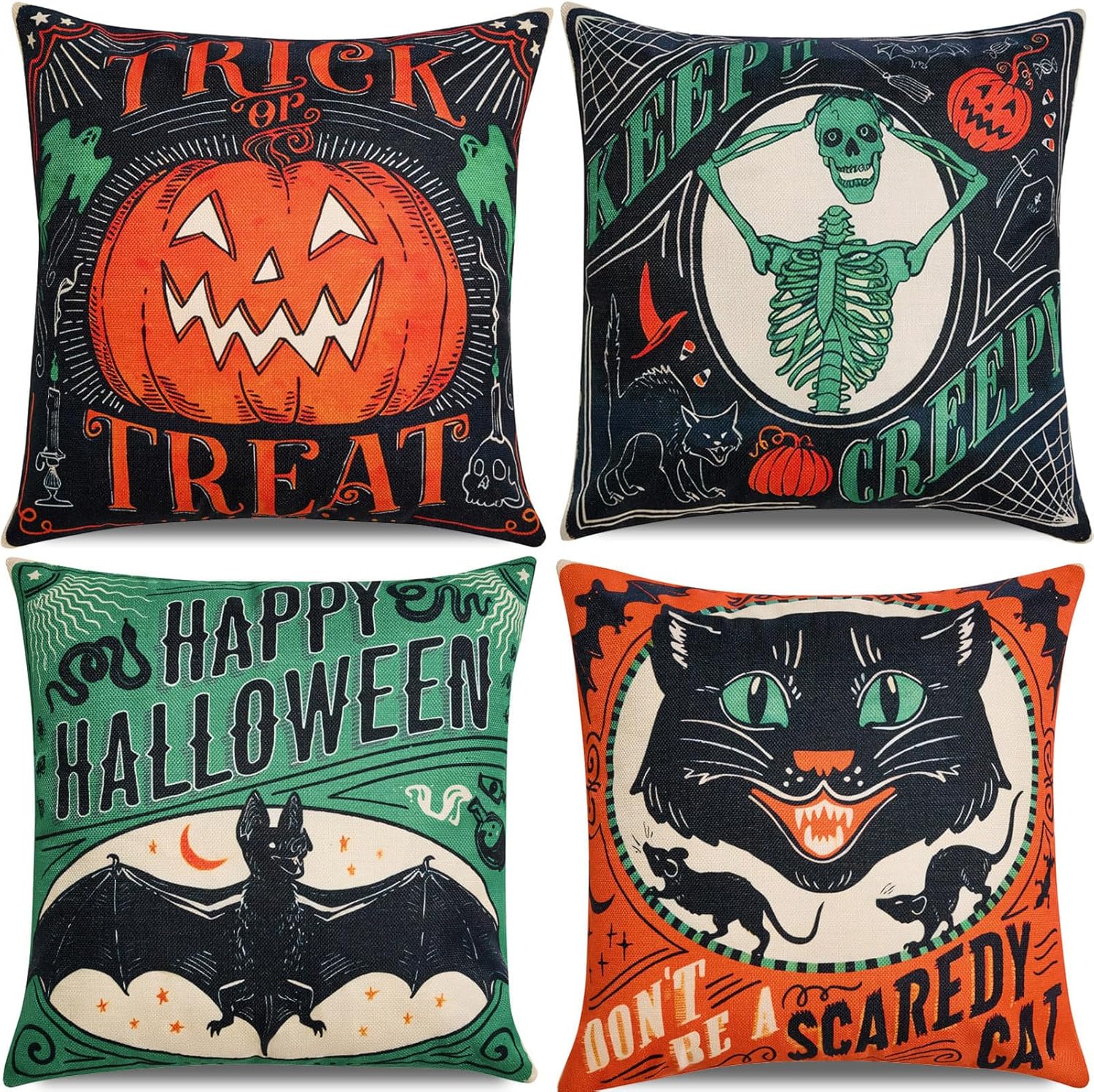 Vintage Halloween Decor-Throw Pillow...