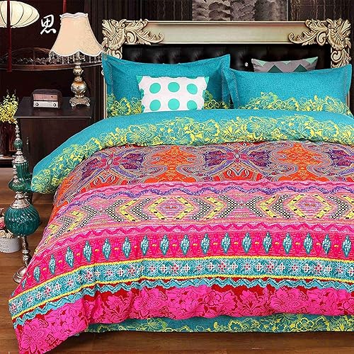 Miniatura 8 de Juego de ropa de cama de estilo bohemio, juego de funda de edredón bohemio, juego de cama de 3 piezas (tamaño matrimonial)