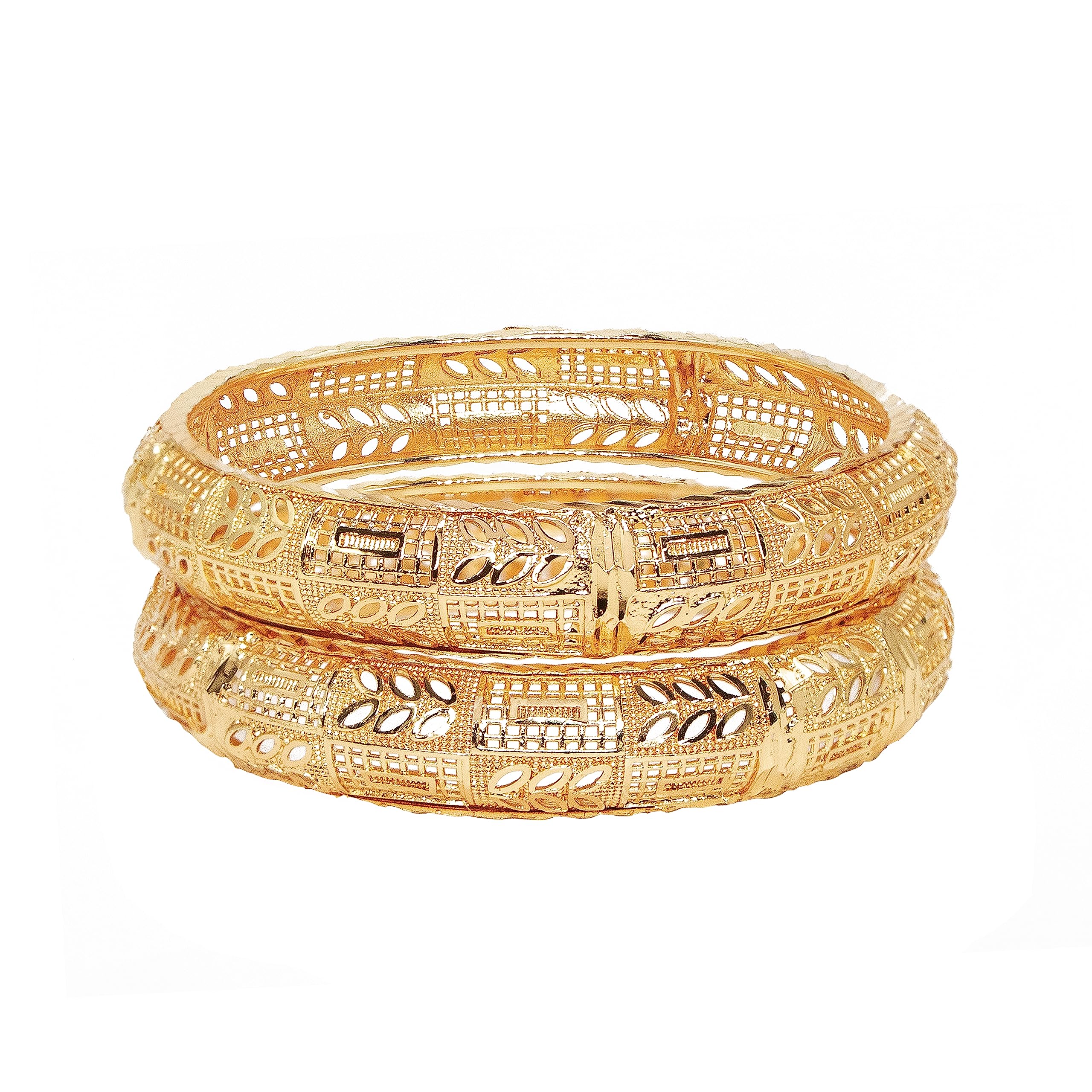 24ct Gold Plated Brass Bangle Kada Set (Pack of 2) for Women and Girls Pack of 2-image-22