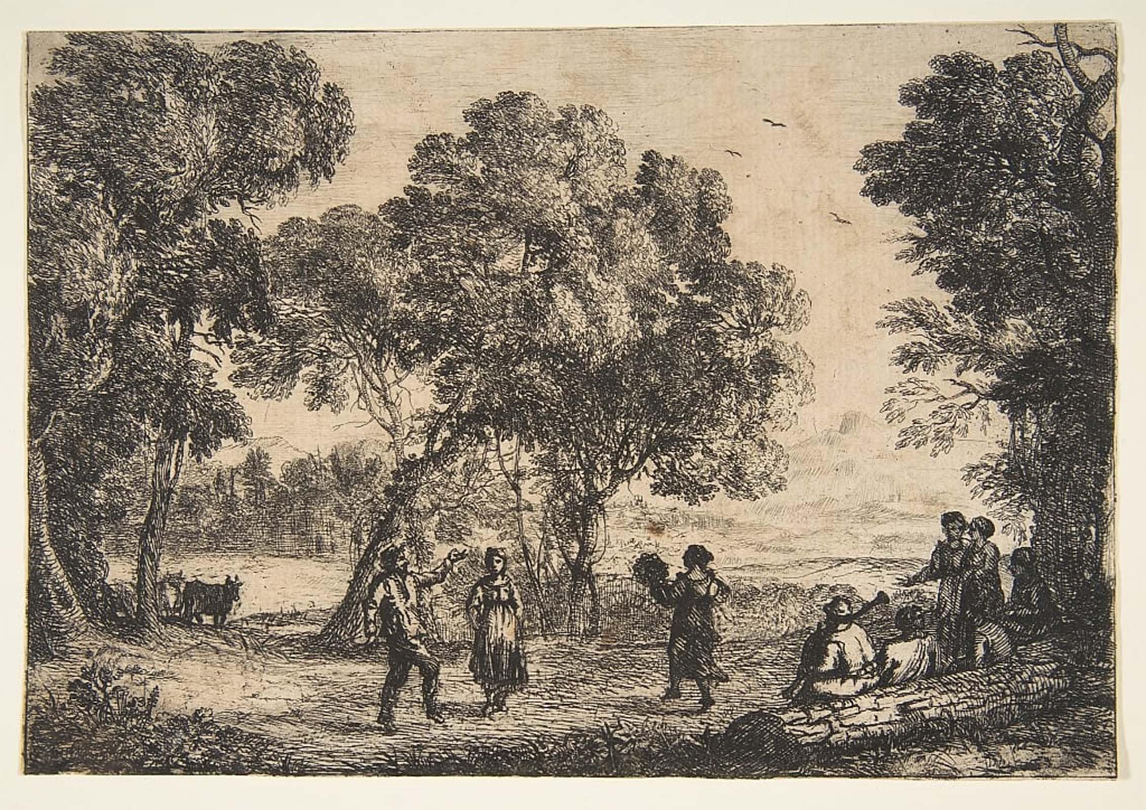 RZHRHJES Abstract Painting Poster Art Print Canvas Print Poster the Country Dance Small Plate by Claude Lorrain Landscape Canvas Painting for Office Decor 60x90cm