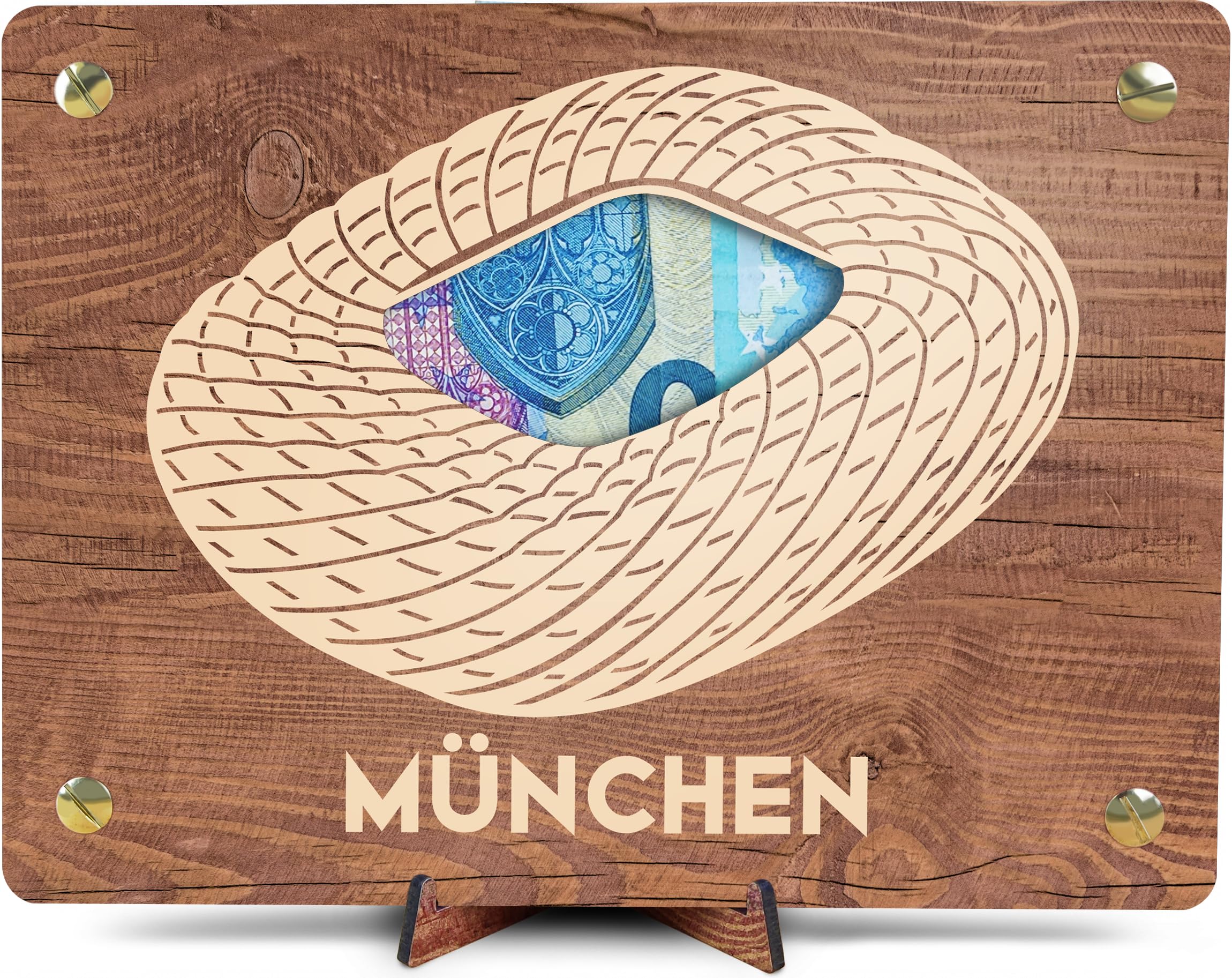 München Geldkarte - XL Geldgeschenk aus Holz inkl. Ständer | München - München Fanartikel, Bayerische Geschenkideen, Karte für Bayern Fans, Geschenk München, Bayrische Geschenke, München Geschenk