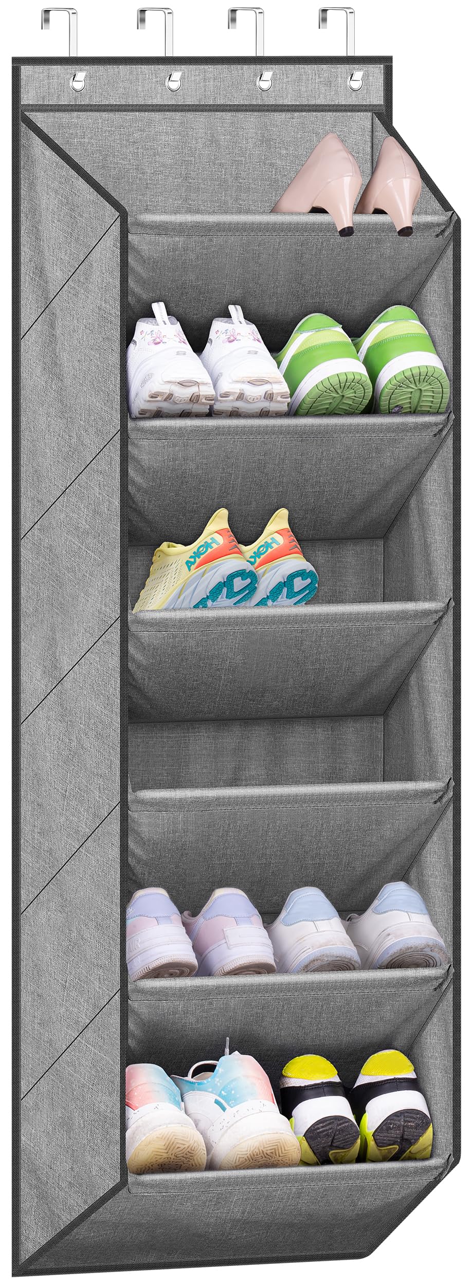 SLEEPING LAMB Schuhregal für Tür mit großer, tiefer Tasche, Schuh-Organizer für Schrank, Wohnheim und schmale hängende Sneaker-Aufbewahrung, Grau