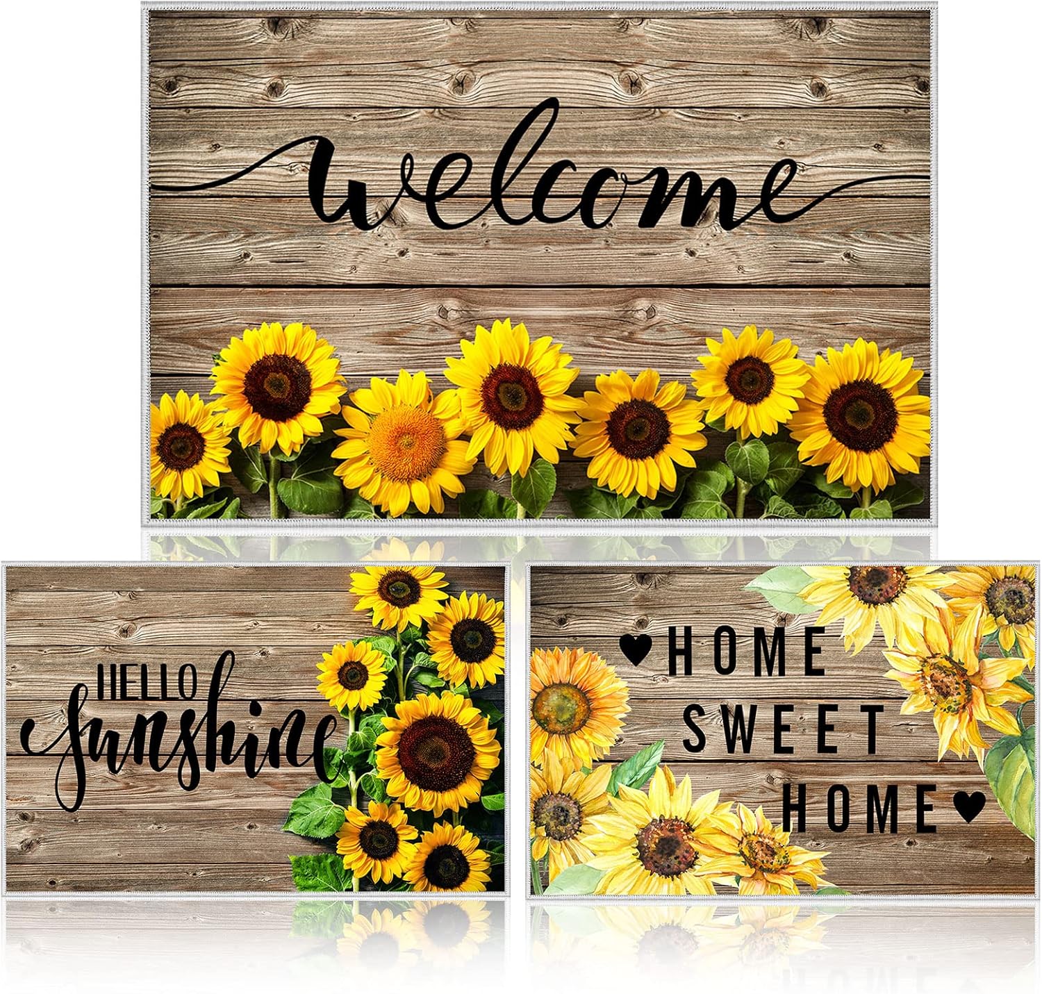 Suttmin 3 Pcs Sunflower Door Mat Hello Sunshine