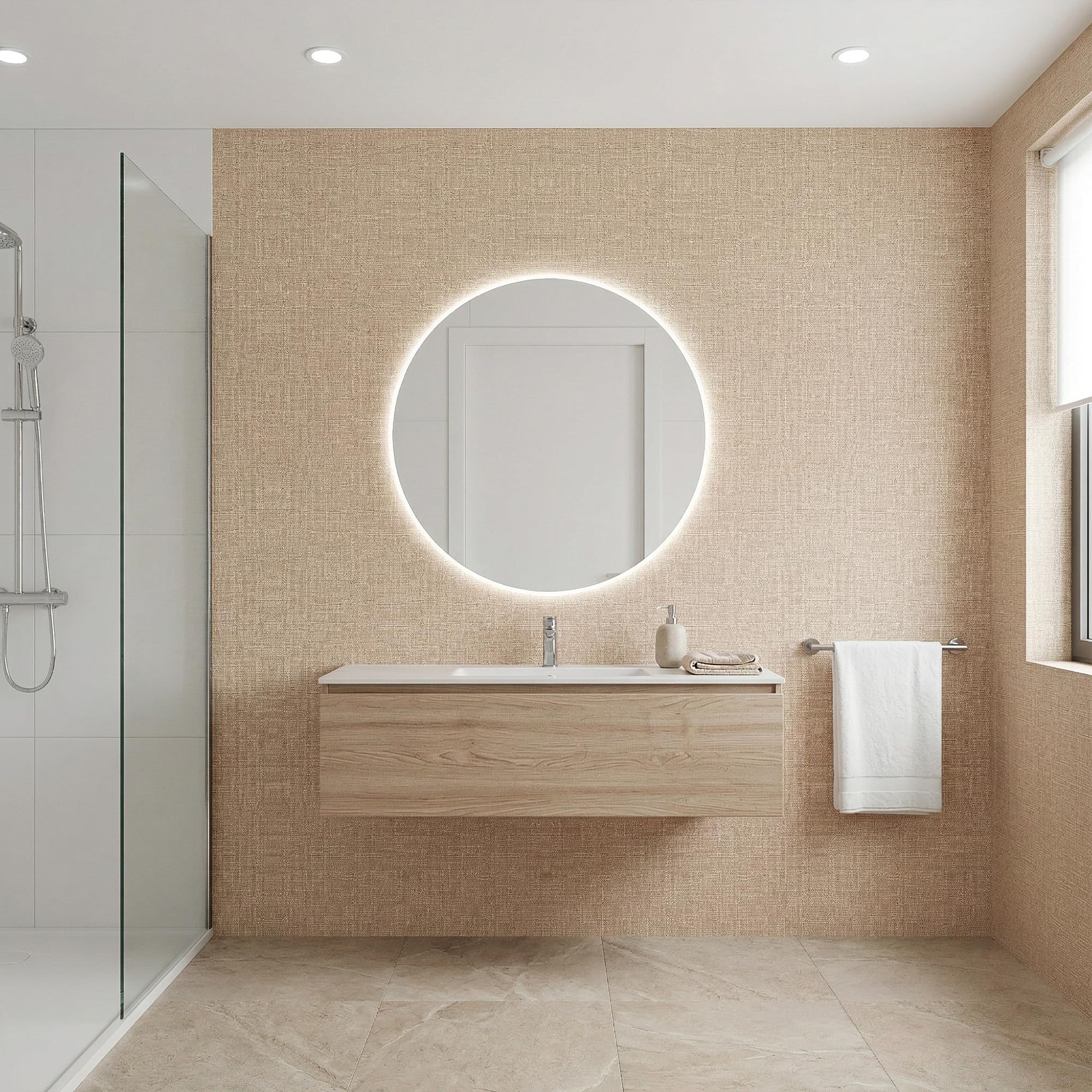 WADILE Carta da Parati Adesiva Effetto Lino per Muro – Rivestimento Murale in Tessuto di Lino Autoadesivo, Decorativa per Camera da Letto, Facile da Applicare e Rimovibile Cachi 40cm x 10m