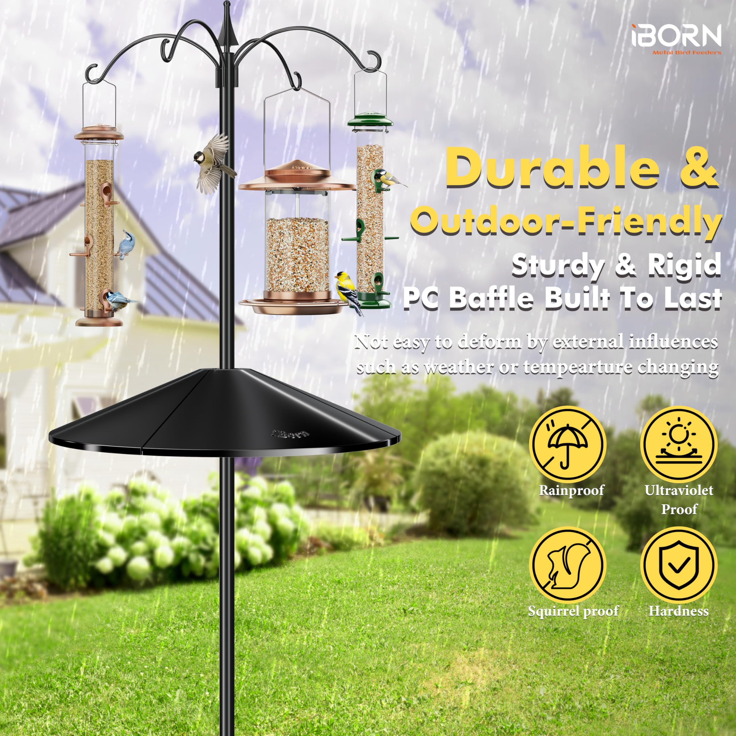 iBorn Deflettore di protezione per scoiattolo in plastica PC, 49,5 cm, oversize, confezione da 1