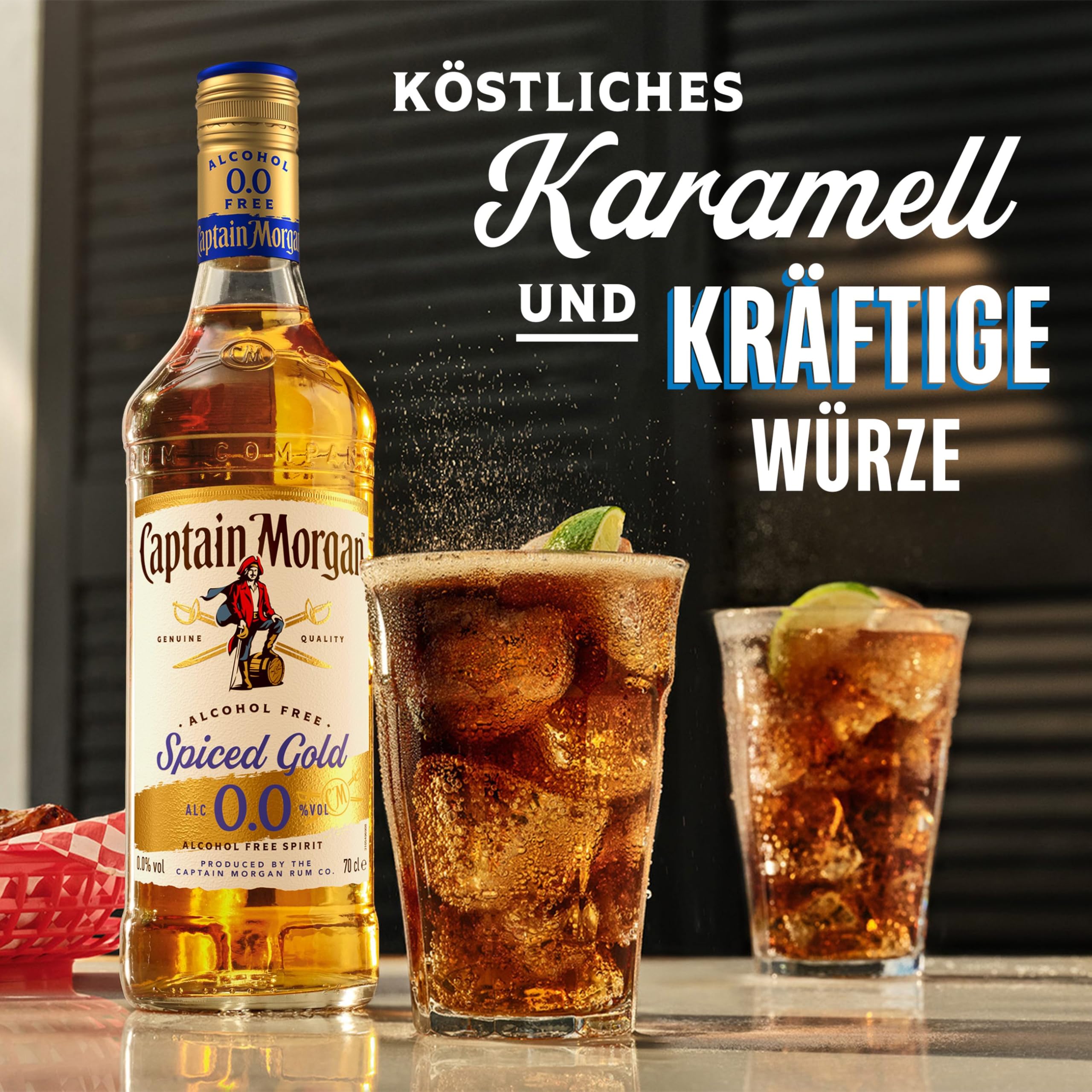 Captain Morgan Spiced Gold 0.0%| Alkoholfrei|fein würzig | karibisches Flair | Rum Alternative für alkoholfreie Drinks & Cocktails |700ml (Packung mit 6)